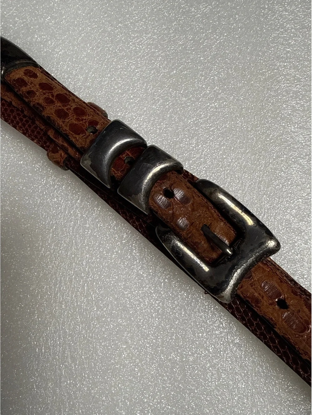 Vintage Markus Neumann Genuine Crocodile/Lizard Leather Belt Brown  38 Spain